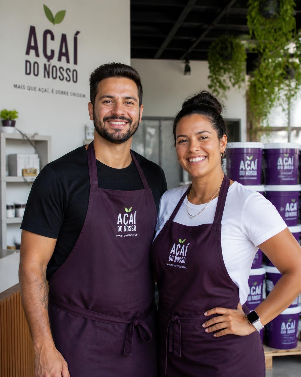 Fundadores da Pro Açaí no ponto de distribuição
